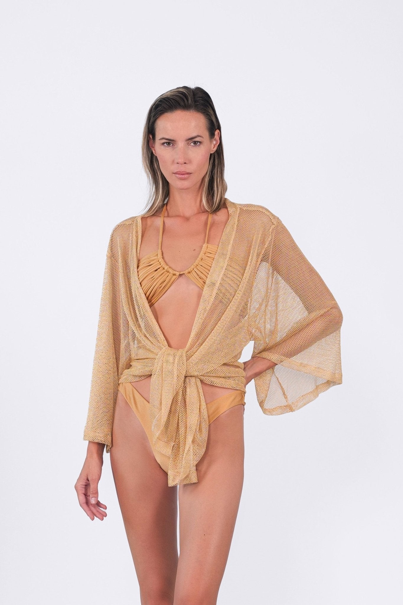 Buzios Belted Kimono | Gold - Acqua de Luxe Beachwear