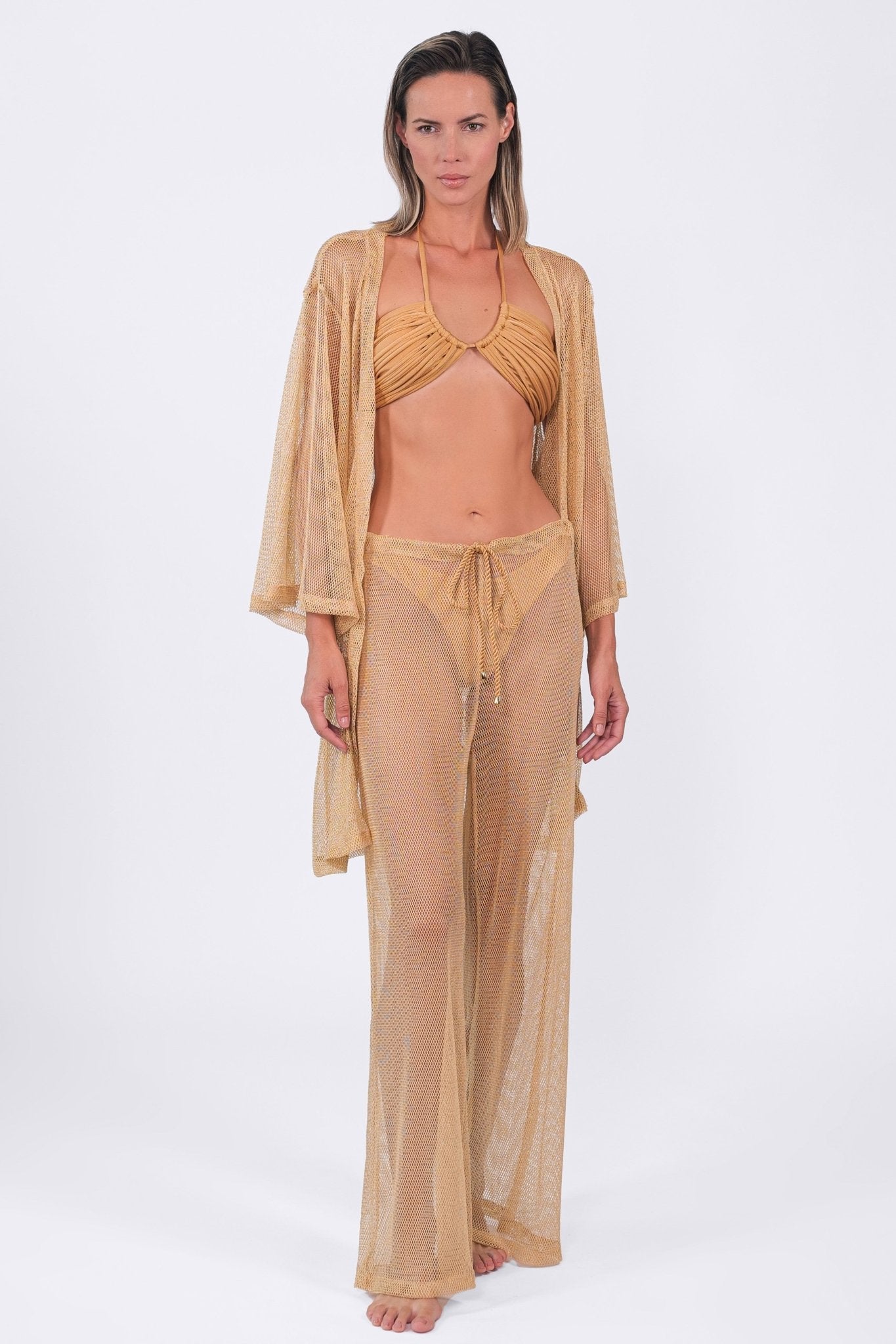 Buzios Belted Kimono | Gold - Acqua de Luxe Beachwear