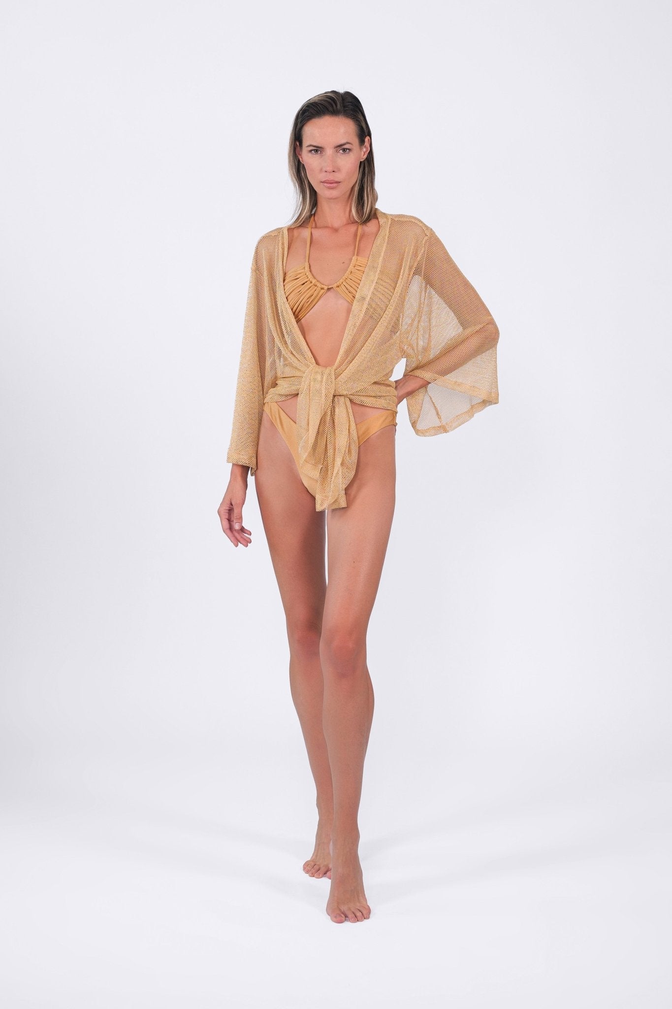 Buzios Belted Kimono | Gold - Acqua de Luxe Beachwear