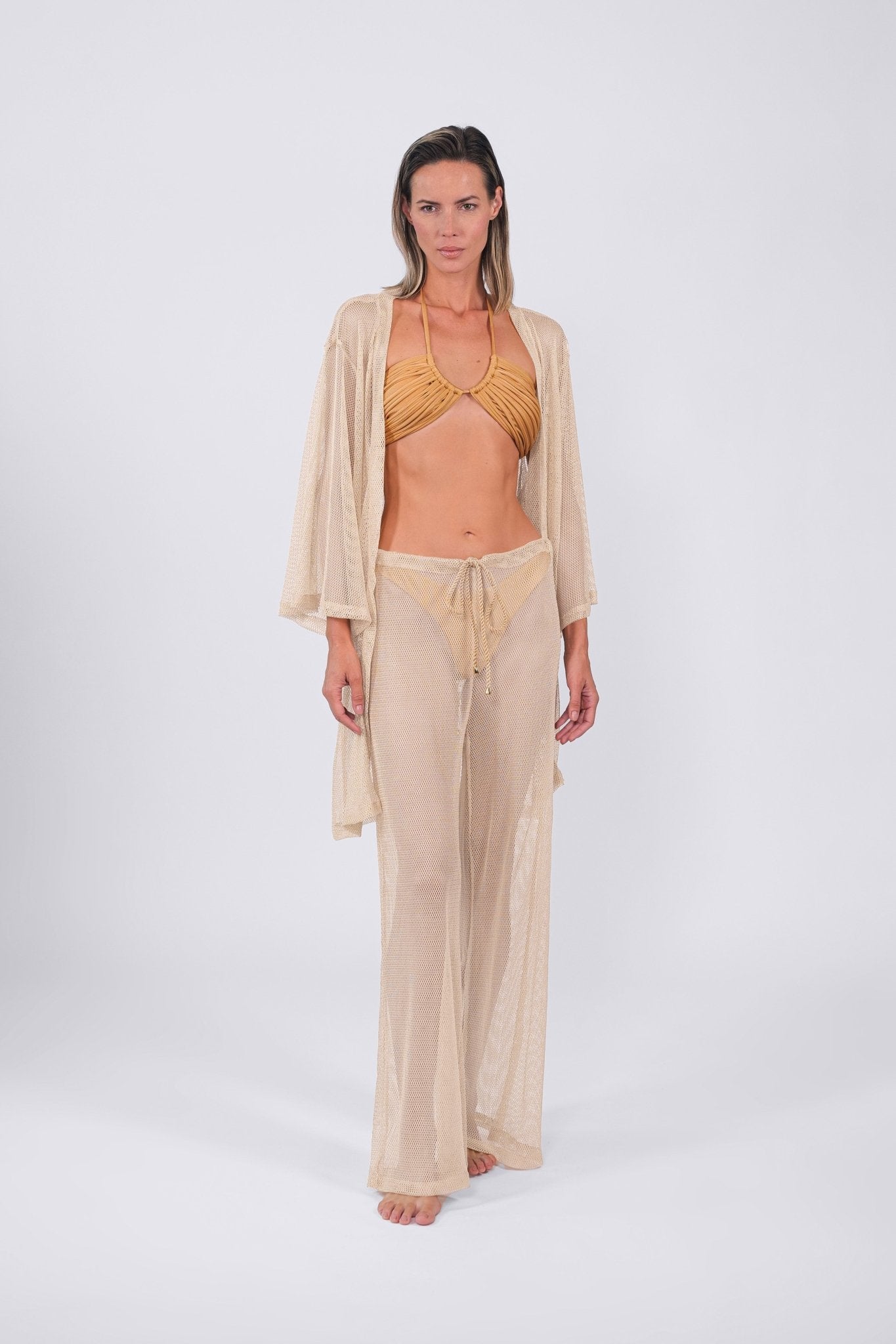 Buzios Belted Kimono | Golden Beige - Acqua de Luxe Beachwear