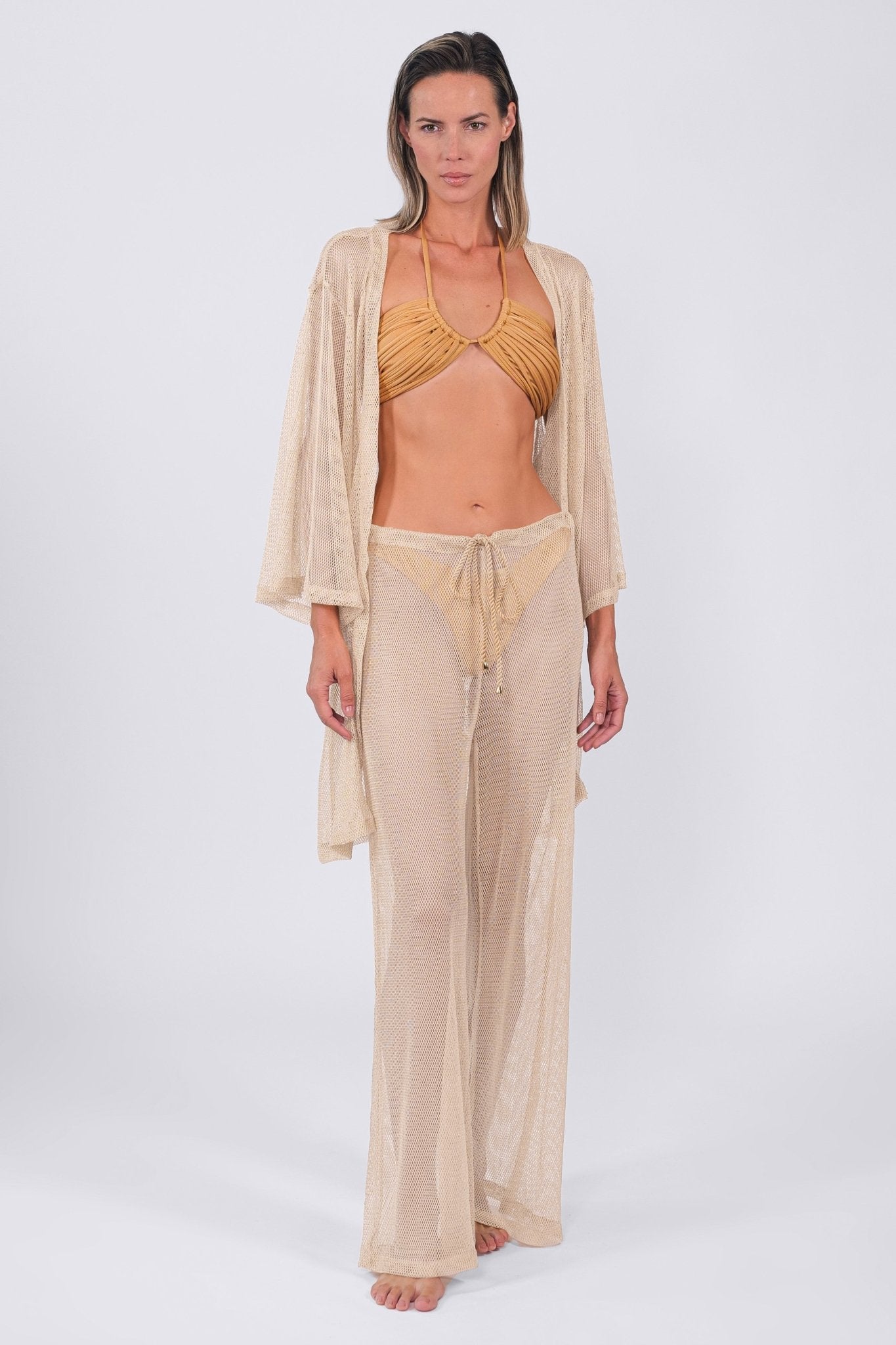 Buzios Shimmer Pants | Golden Beige - Acqua de Luxe Beachwear