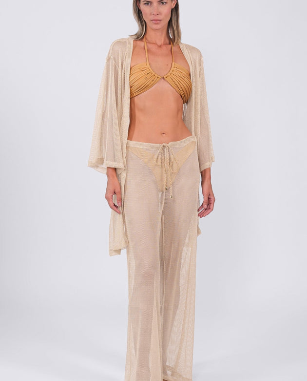 Buzios Shimmer Pants | Golden Beige - Acqua de Luxe Beachwear