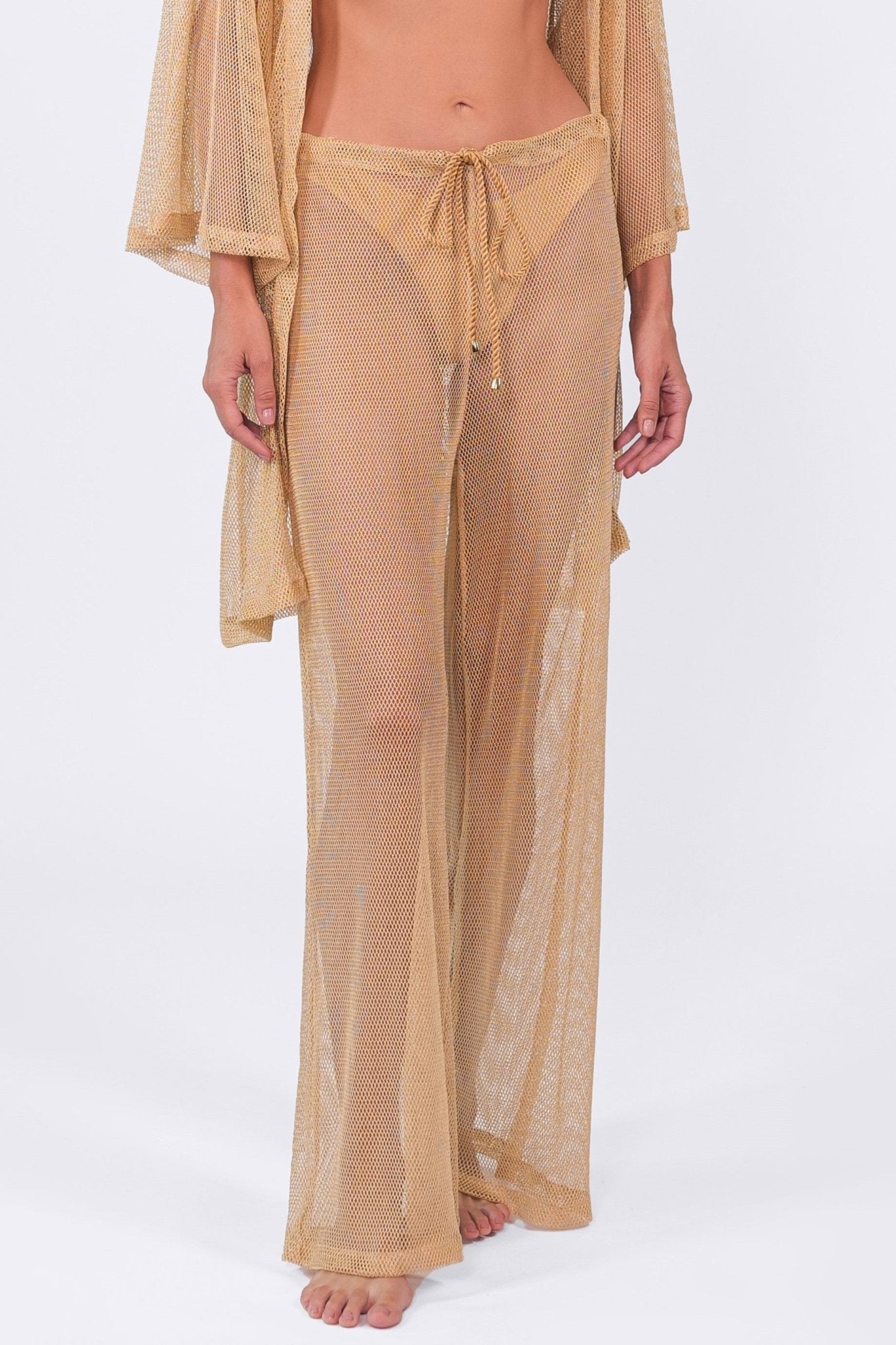 Buzios Shimmer Pants | Golden Beige - Acqua de Luxe Beachwear