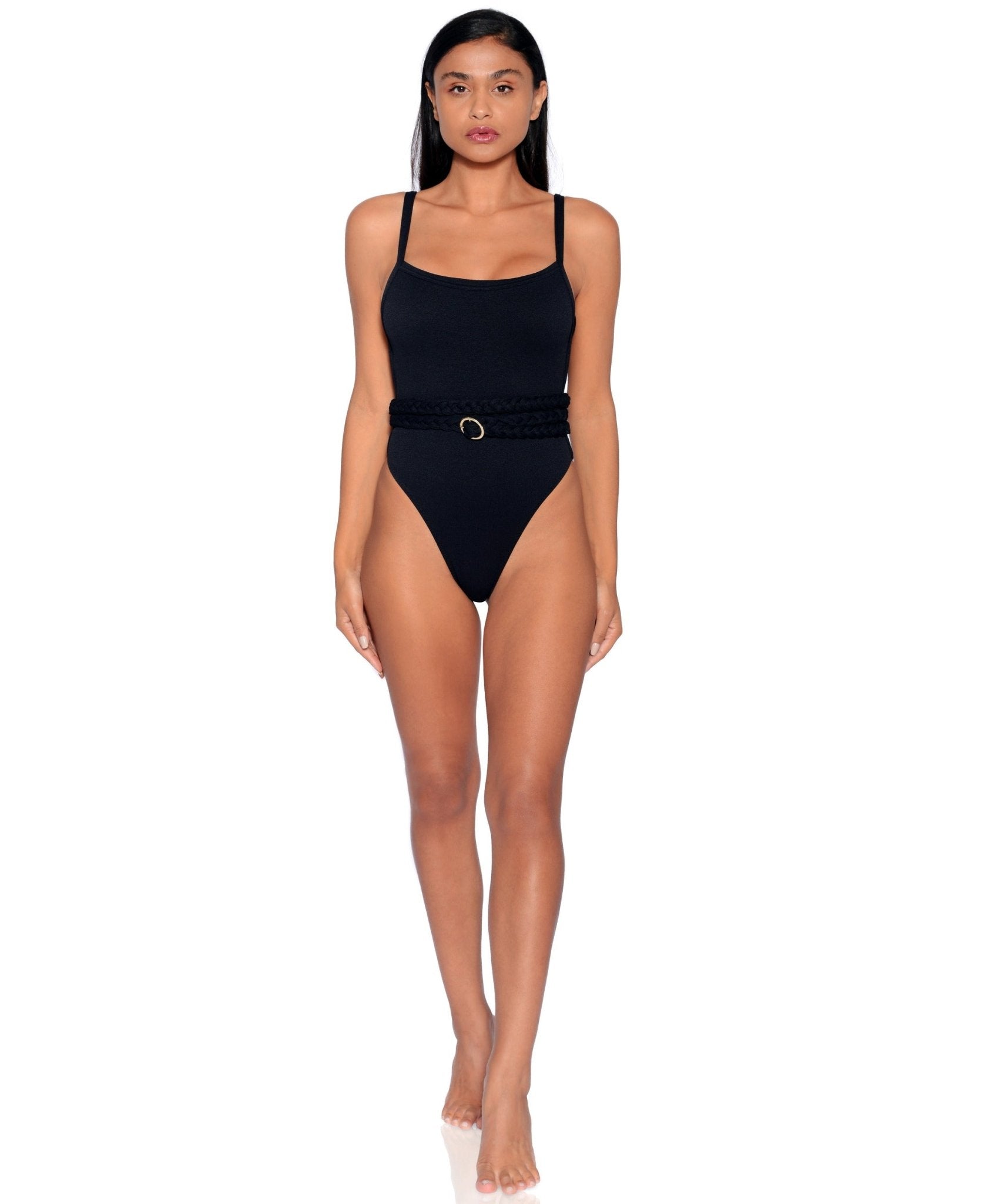 Greece Belted One - piece| Black and Off - white - Acqua de Luxe Beachwear