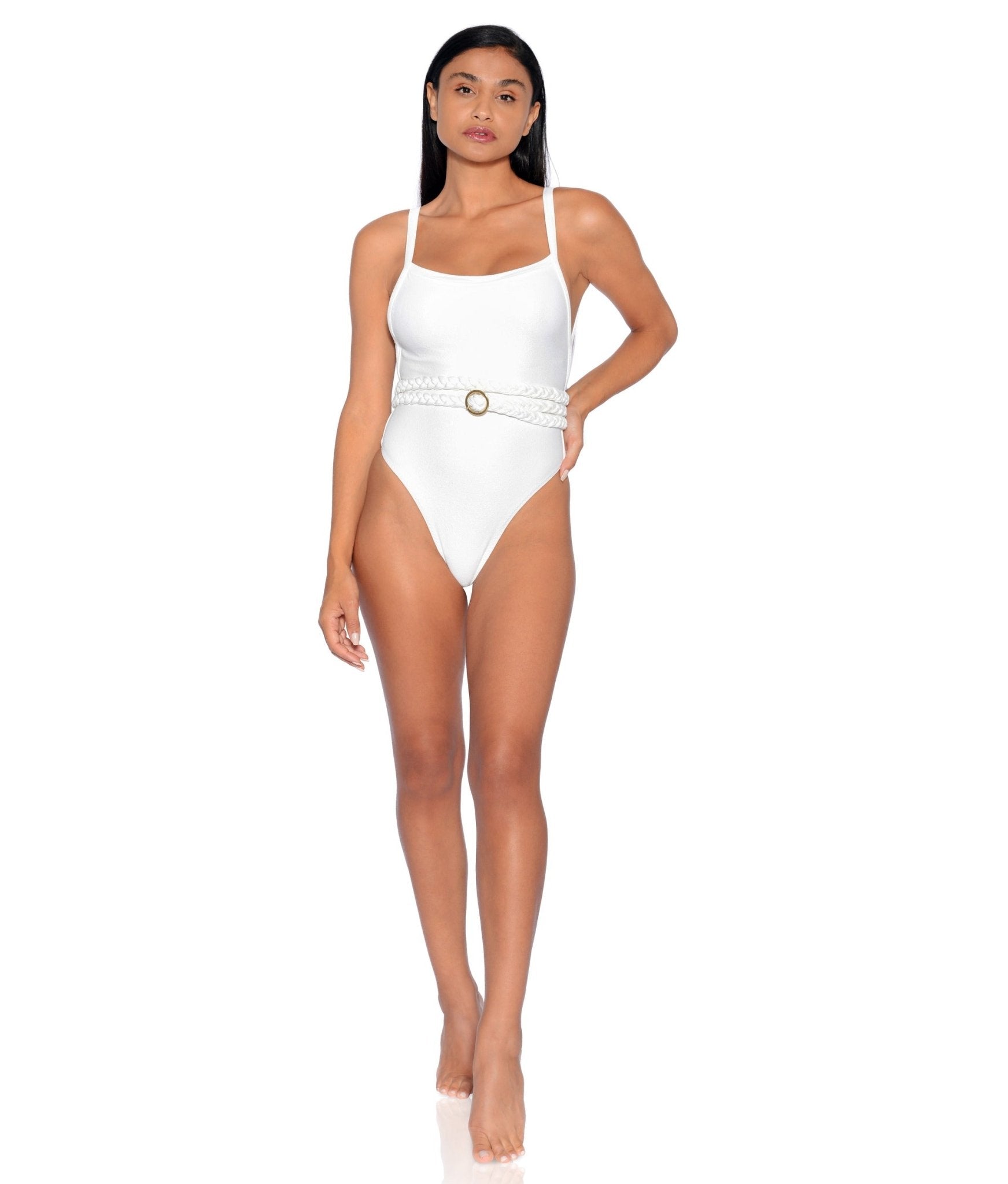 Greece Belted One - piece| Black and Off - white - Acqua de Luxe Beachwear