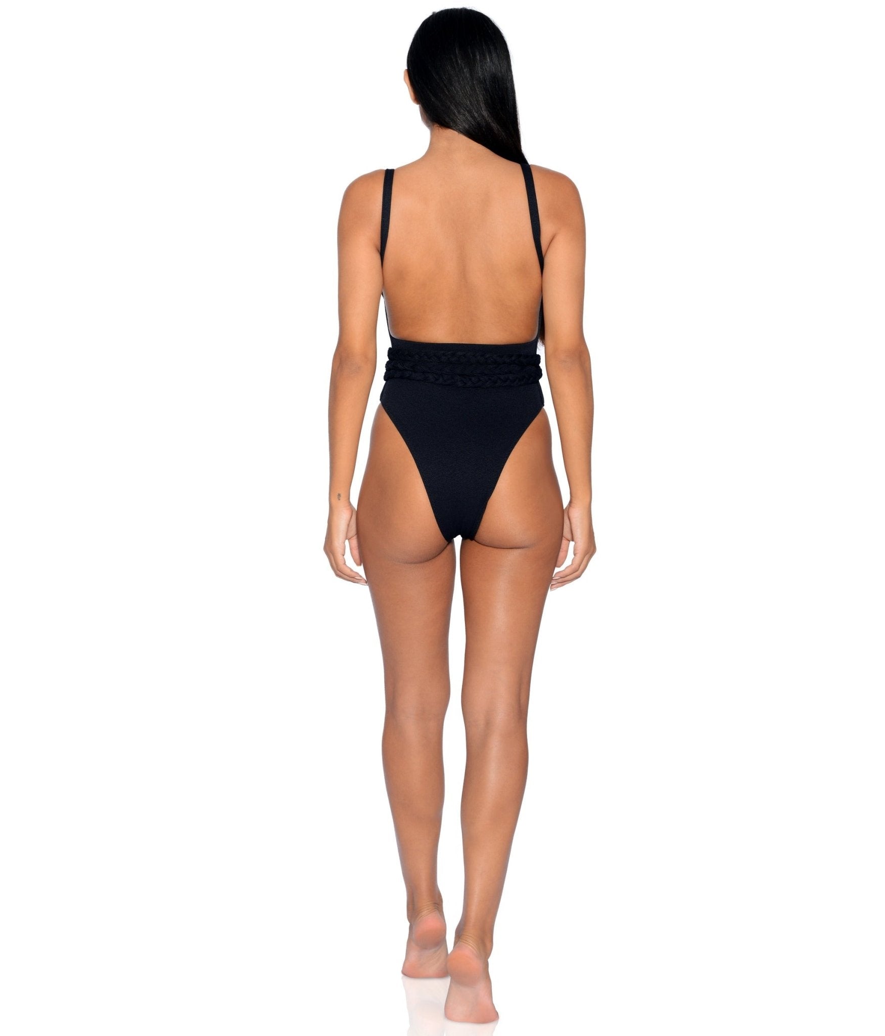 Greece Belted One - piece| Black and Off - white - Acqua de Luxe Beachwear