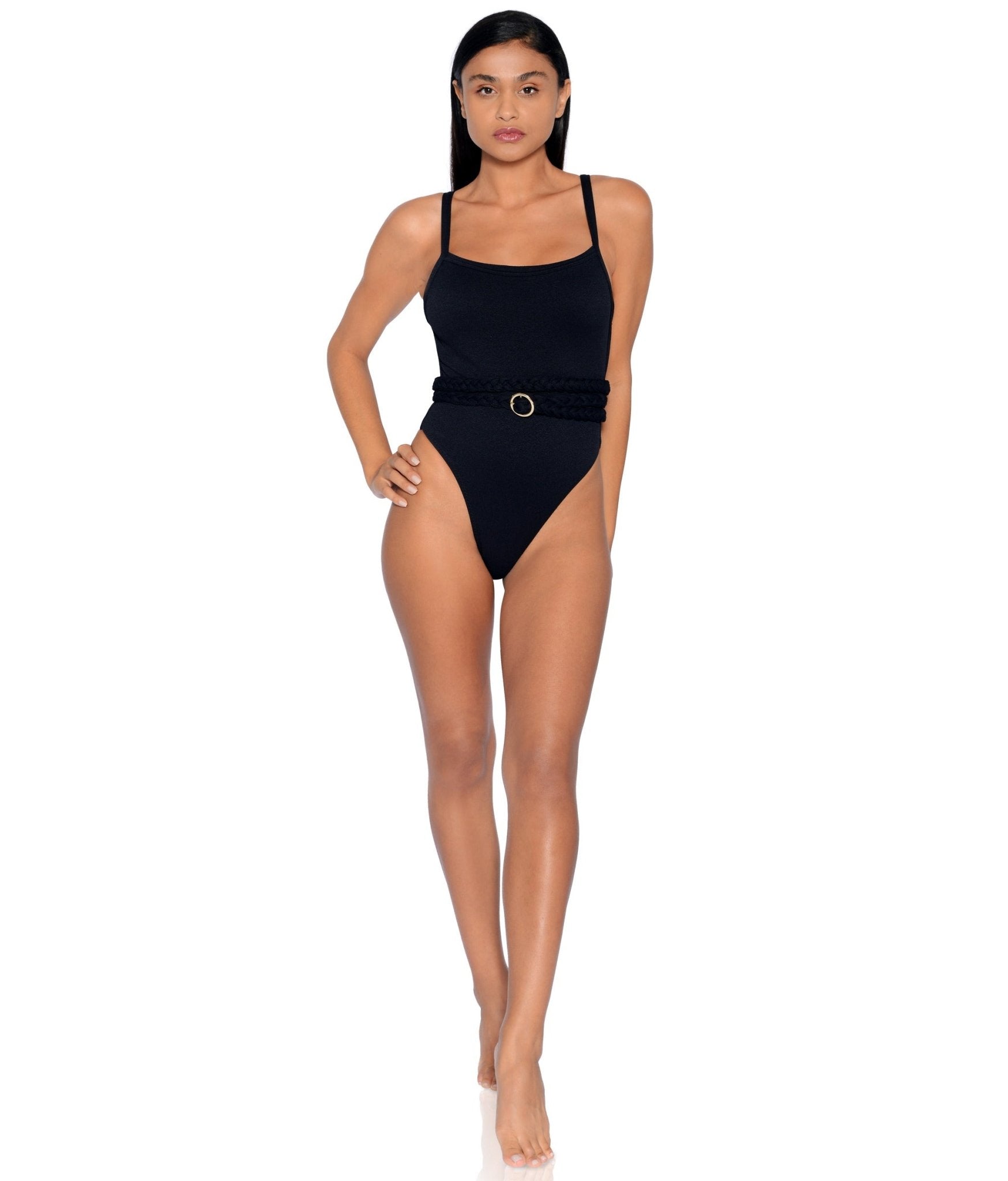 Greece Belted One - piece| Black and Off - white - Acqua de Luxe Beachwear