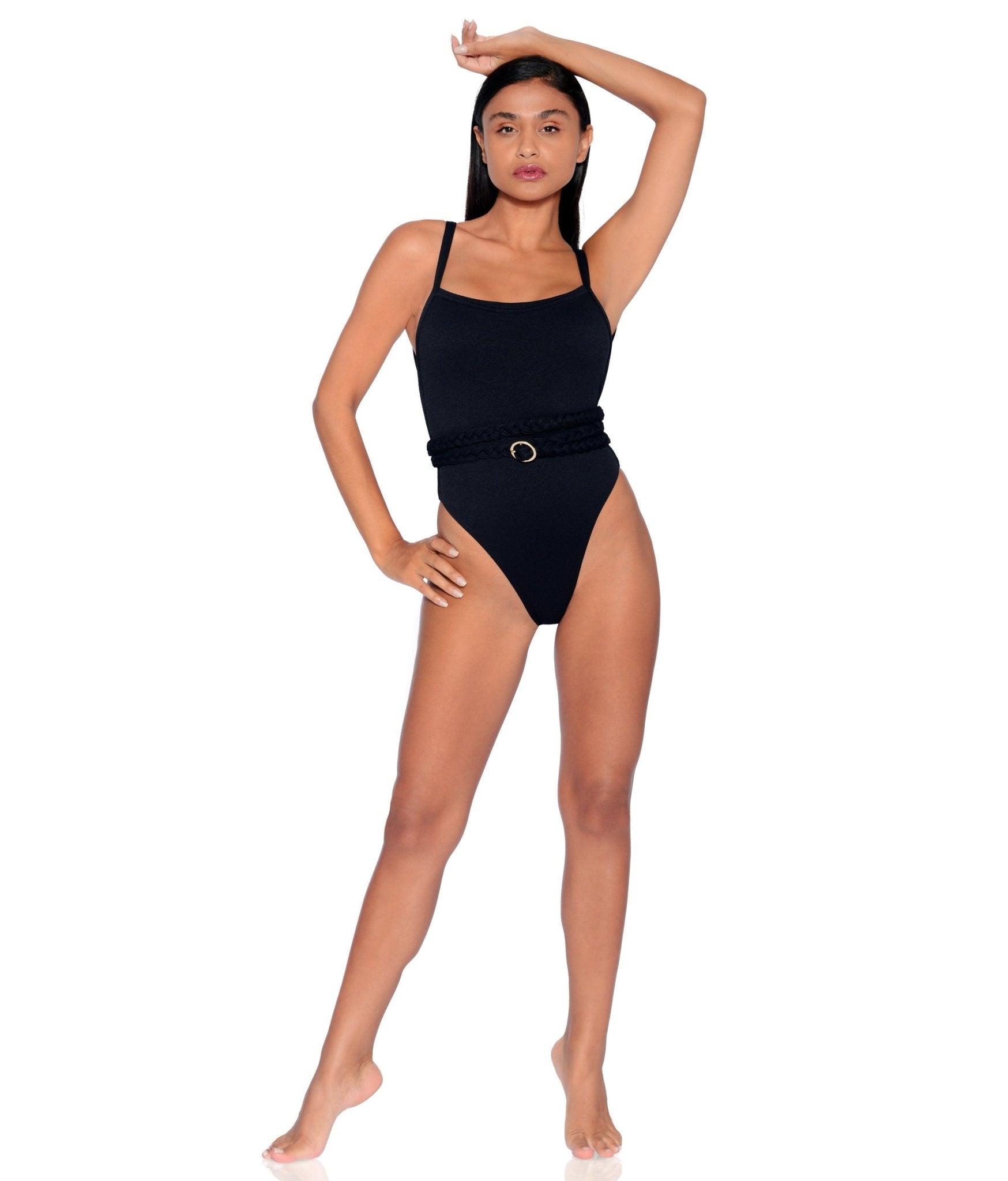 Greece Belted One - piece| Black and Off - white - Acqua de Luxe Beachwear