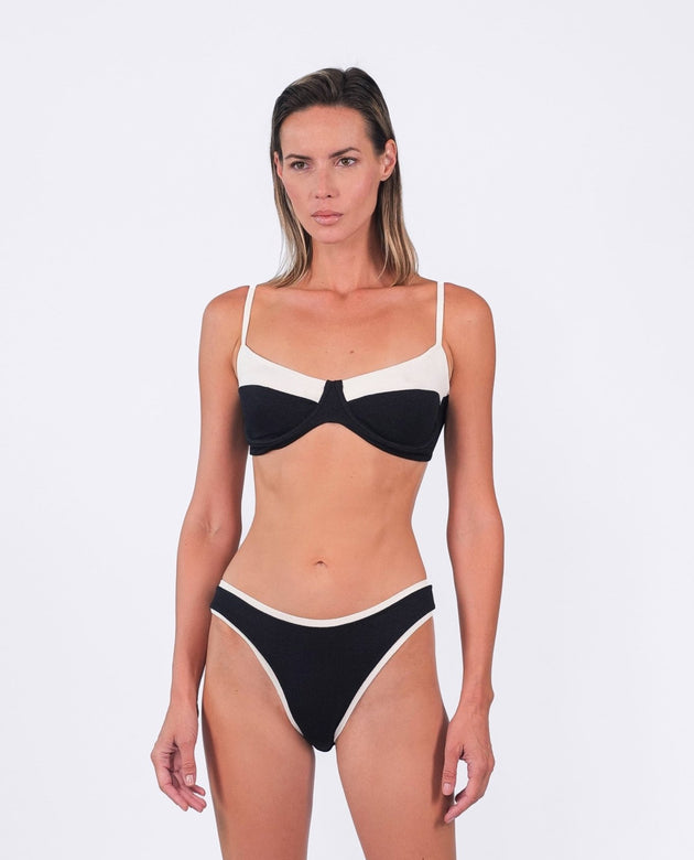 Valencia Bikini Set | Black and Off - white - Acqua de Luxe Beachwear