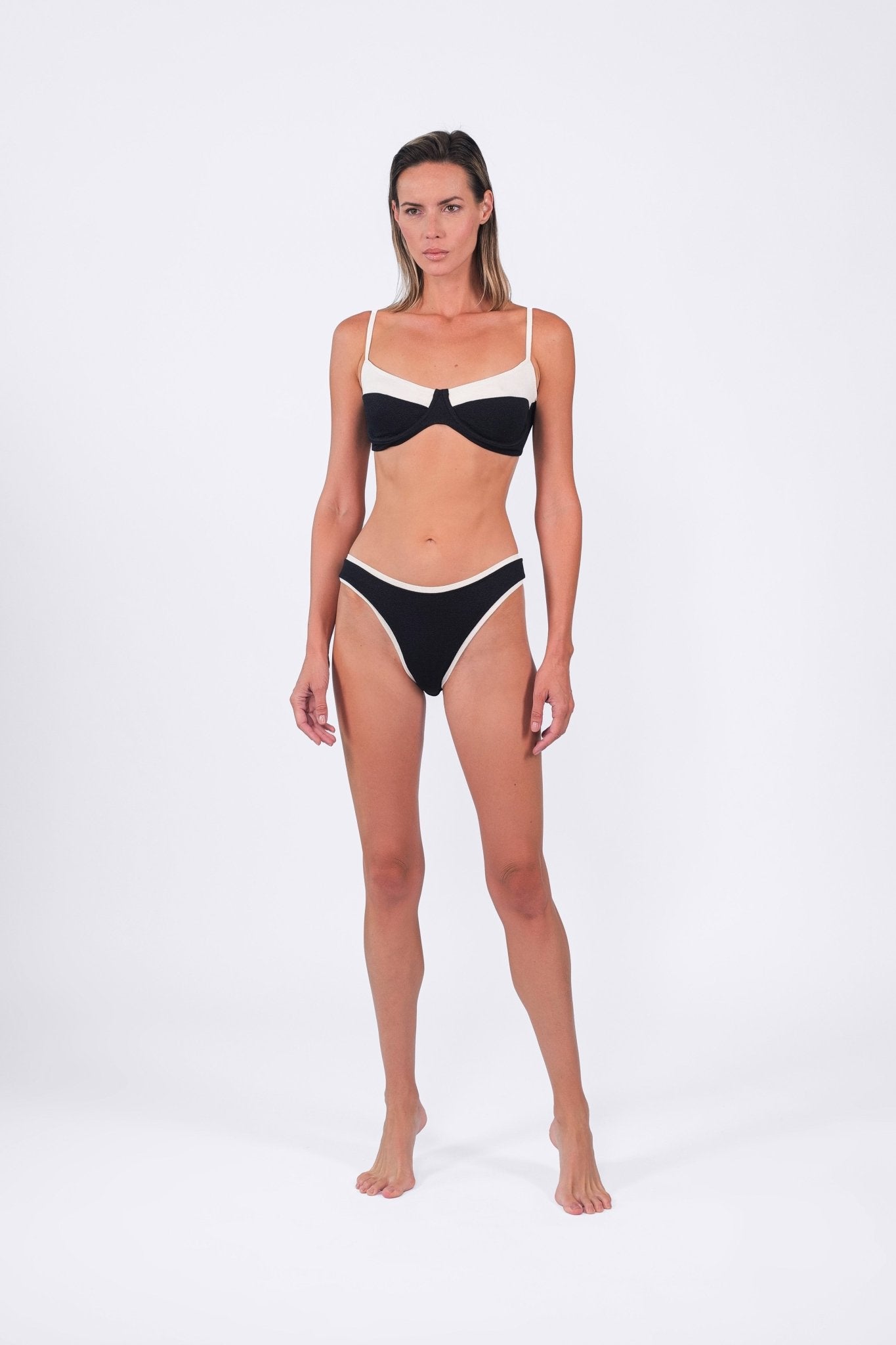 Valencia Bikini Set | Black and Off - white - Acqua de Luxe Beachwear