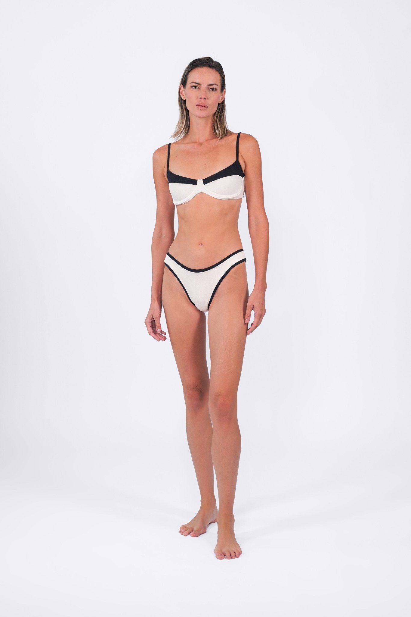 Valencia Bikini Set | Off - white and Black - Acqua de Luxe Beachwear