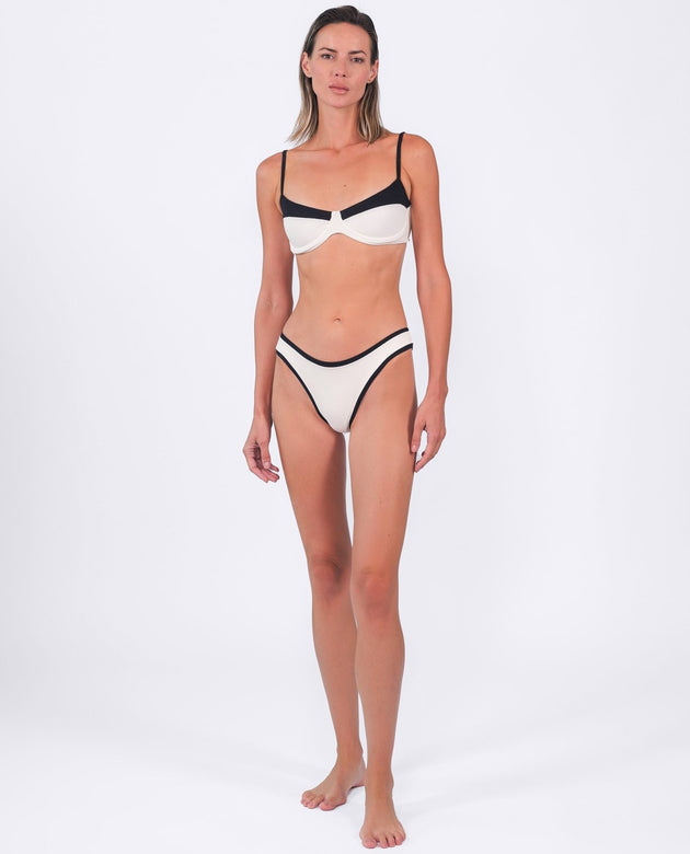 Valencia Bikini Set | Off - white and Black - Acqua de Luxe Beachwear